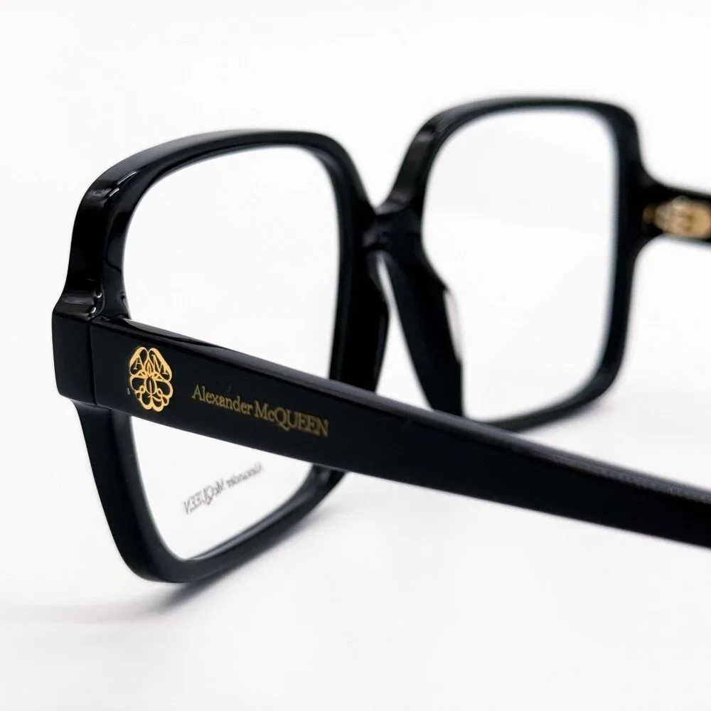 NEW ALEXANDER MCQUEEN EYEGLASSES AM0286O 001 SQUARE BLACK WOMEN EYEWEAR